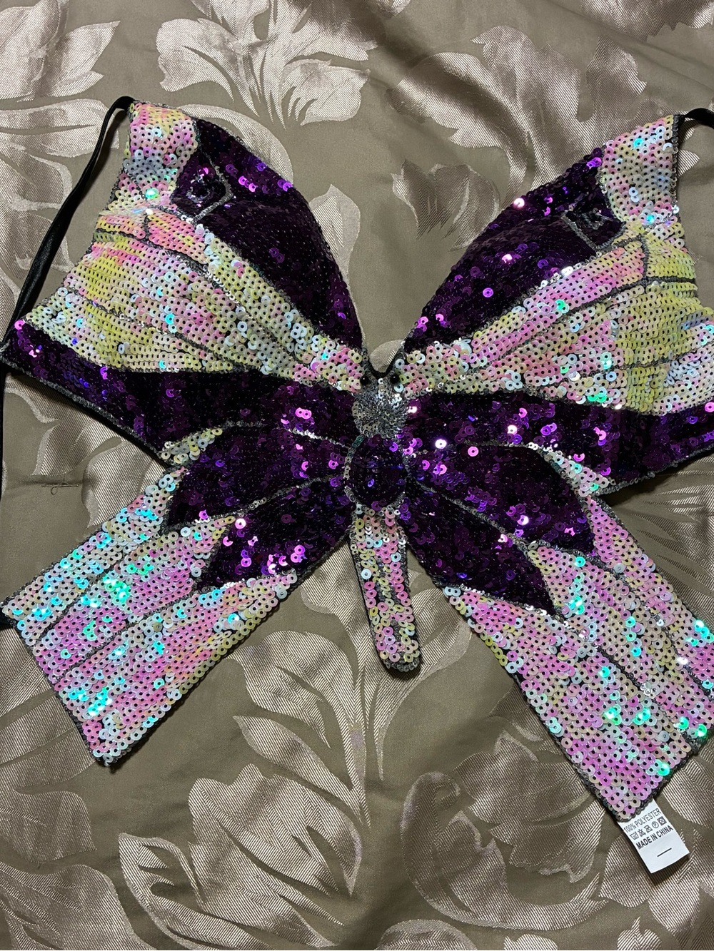 Sequin Butterfly Bow Bralette - Purple & Iridescent